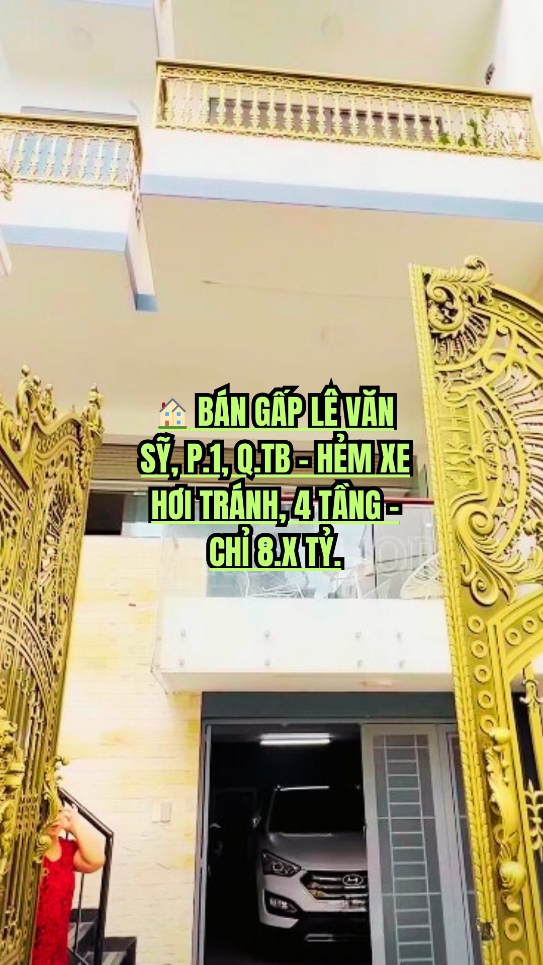 BÁN GẤP NHÀ LÊ VĂN SỸ, P.1, Q.TÂN BÌNH, HẺM XE HƠI TRÁNH, 4 TẦNG, GIÁ CHỈ 8.X TỶ
